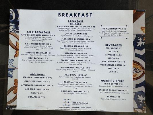 Breakfast Menu