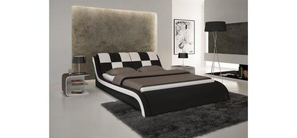 Contemporary Eco-Leather Bed Black-White