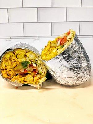 Tofu scramble breakfast burrito (vegan)