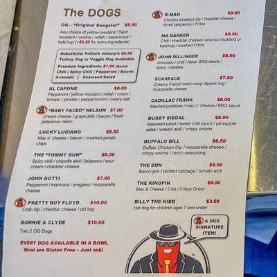 Their dog menu, up close