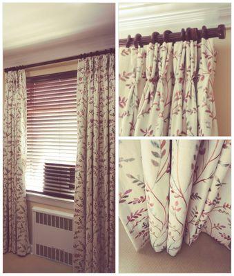 Custom made drapery and drapery rod installation only available.