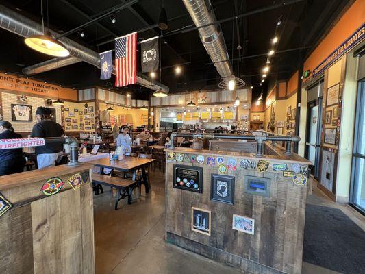 Here is the dining area. They feature photos and paraphernalia from Military and First Responders.