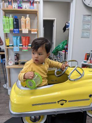 Cute taxi chair for haircut