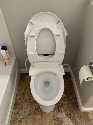 First toilet and bidet installation.