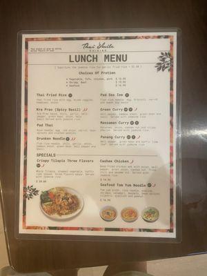 Lunch menu