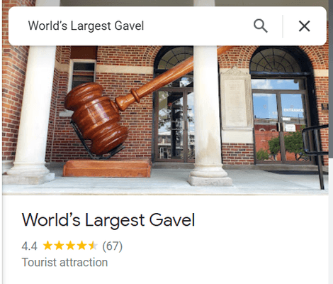 World's Largest Gavel, Marshall