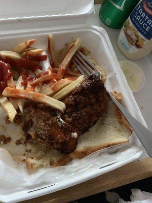 Soggy Over cooked catfish and soggy fries