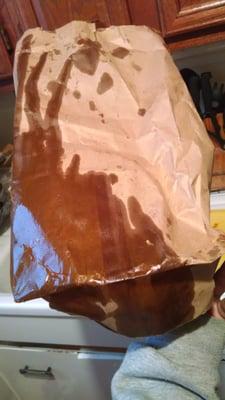 Bag saturated in grease.