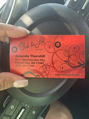 Amanda's business card!