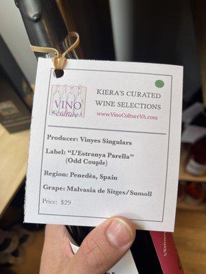 Wine info tag