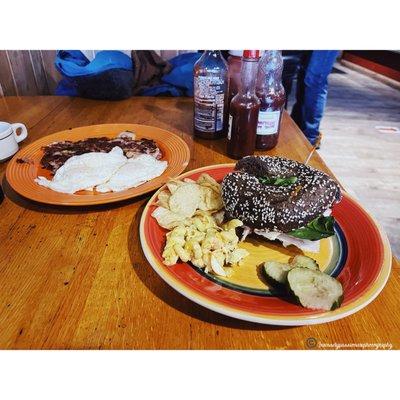 Hash and eggs (delicious), the BOB turkey sandwich | #intenselypassionatephotography