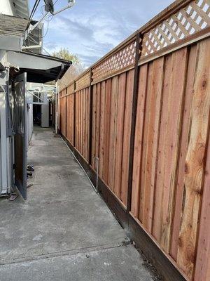 Redwood fence with lattice