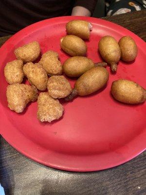 Corn nuggets and corn dogs