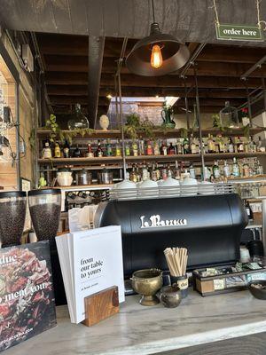 The bar behind where they prep your food.