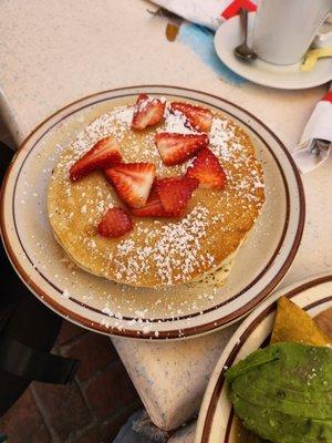 Buttermilk pancakes with strawberries