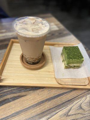 Boba tea and  Matcha Tiramisu