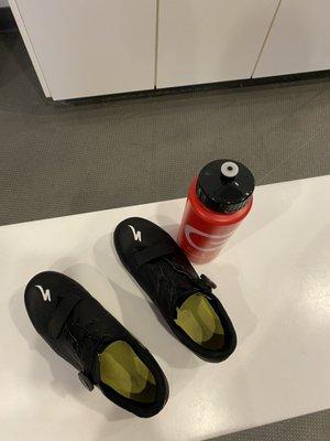 Shoes and water bottle