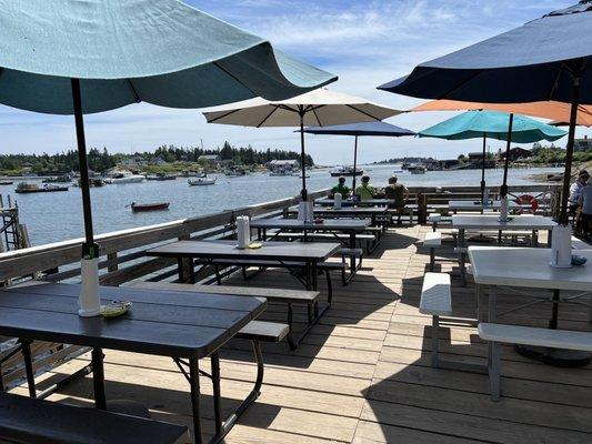 Generous seating on the pier