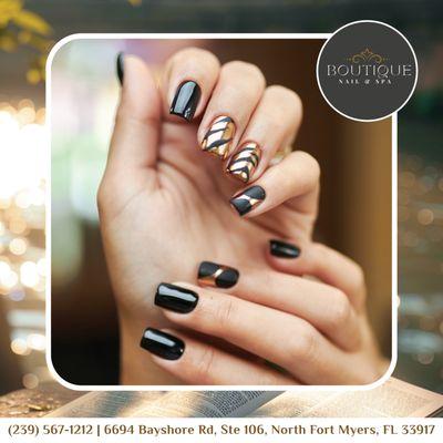 Embrace the darkness this Halloween with these stunning black nails!  Whether you go for a matte finish or a glossy shine