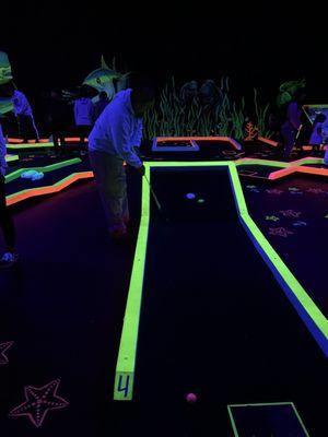 Some of the holes were challenging! Glowcounty mini golf