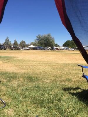 Setting up our ECV. camp at fair grounds.