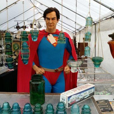 Superman and glass insulators. Things I saw at Brimfield