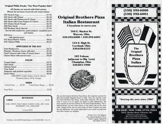 Menu side 1