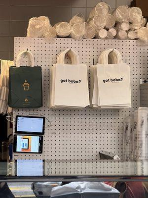 Bags inside the shop