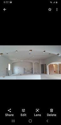 Drywall installation in custom built home