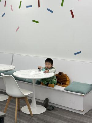 Son enjoying "Cookie Monster" ice cream.