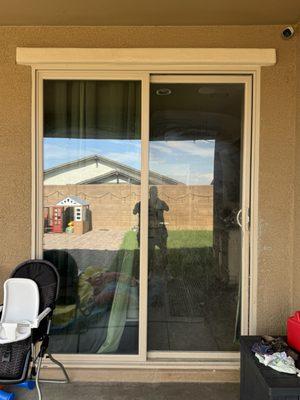 Broken Glass Sliding Door