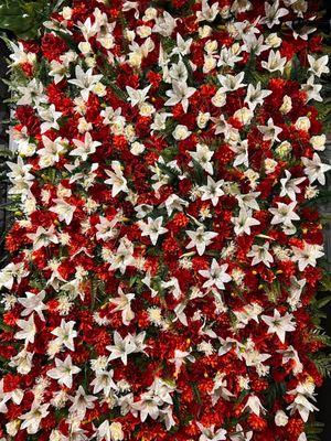 Such a beautiful art installation!  Flower wall in dining room