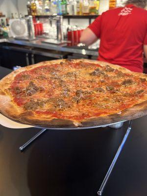 Sausage pizza.  This is the 12" pie.