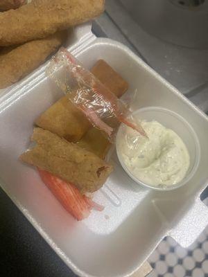 Plastic fried crab stick