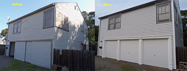 Before and After Siding and Garage doors