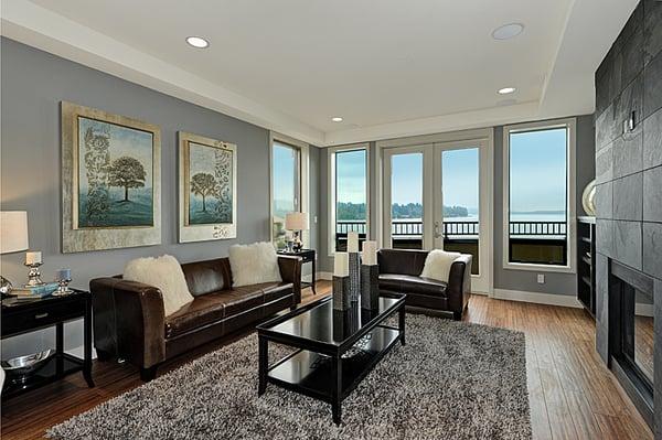 Family Room with a Waterfront View.