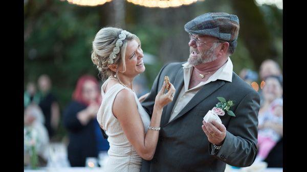 Dather and daughter dance- in the middle they decided to snag a cookie mid way! Made for a perfect moment to capture! Such a fun wedding!