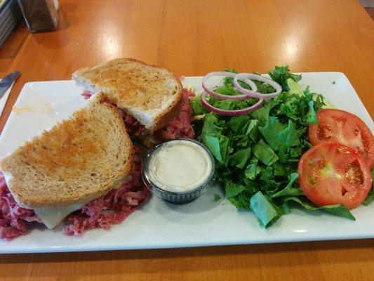 Grilled Rachel sandwich with a farmers salad on the side (a free substitute for fries!).