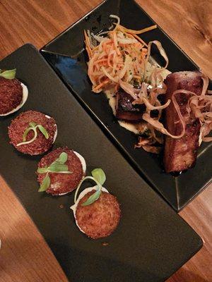 Croquettes and pork belly