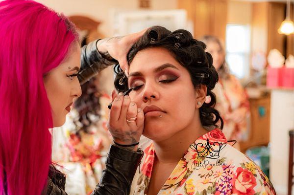 Getting the bride ready for her special day! Bridal makeup artist