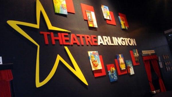 Inside the Theatre Arlington lobby in Arlington, TX.