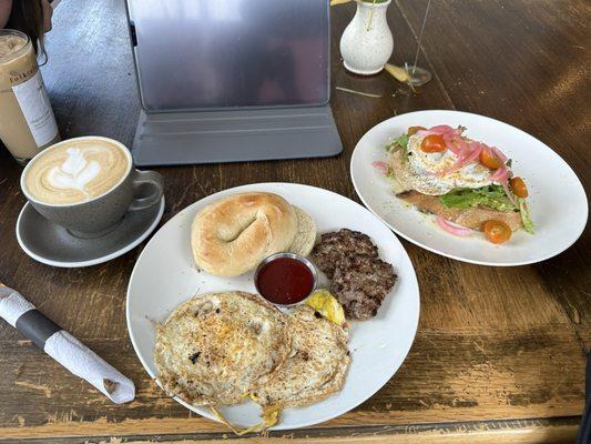 The big breakfast and avocado toast