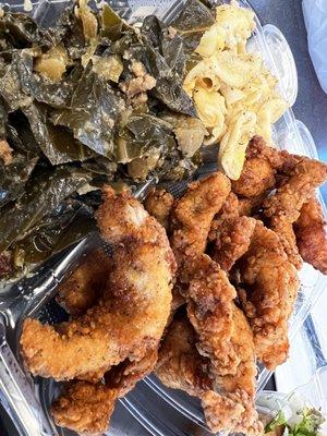 The Wednesday special! Fantastic hot chicken, Mac and cheese, and collard greens! All for about $10!