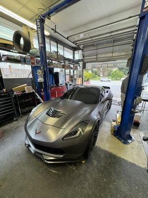 C7 corvette in for service