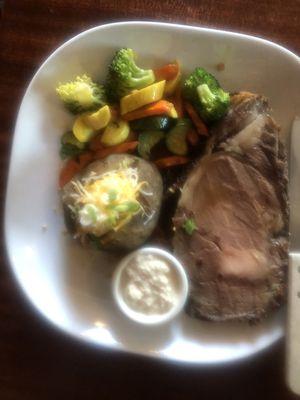 Prime Rib, baked potato and veggies!