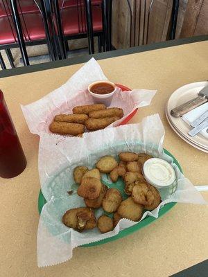 mozzarella sticks and fried pickles