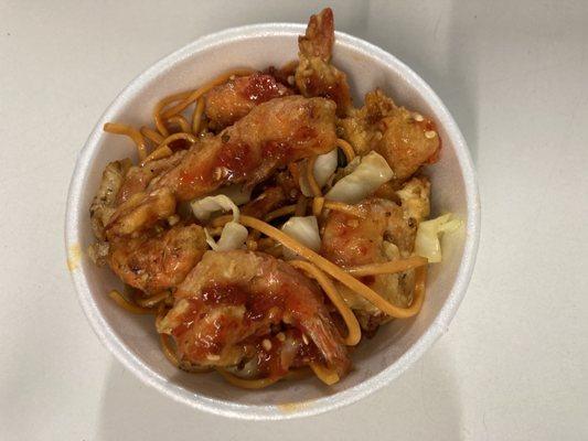 China Bowl $5.75 chow mein and shrimps