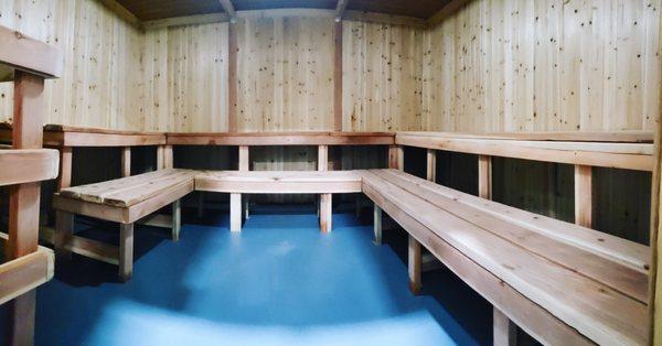 Our newly remodeled Sauna is a great place to work up a sweat!