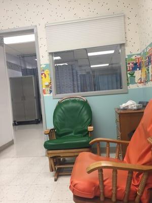 Recovery room for the kiddos is wonderful! These rocking chairs really help to calm the little ones down!