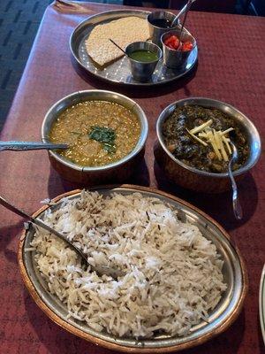 Chana saag and dal tadka